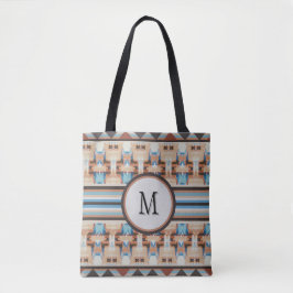 Bolsa de mano abstracta azul y marrón del suroeste