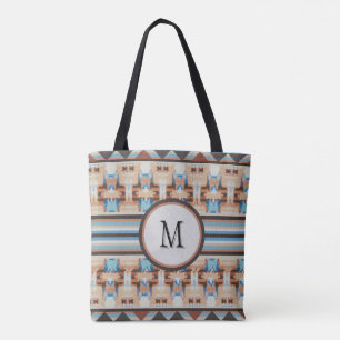 Bolsa de mano abstracta azul y marrón del suroeste