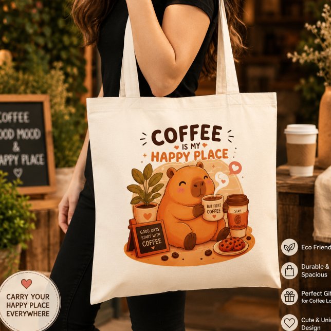 Bolsa de mano adorable de capibara amante del café (Subido por el creador)
