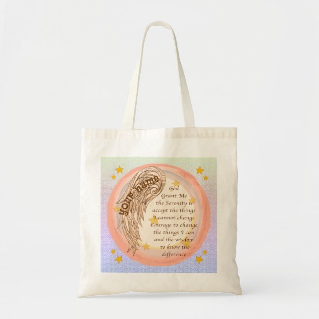 Bolsa de mano Angel Wing Serenity Prayer (Frente)