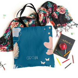 Bolsa de mano azul elegante para damas boho lindo