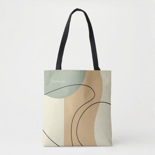 Bolsa de mano beige abstracta personalizada (Anverso)