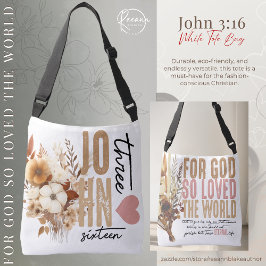 Bolsa de mano blanca con versículo bíblico Juan 3: