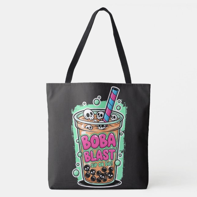 Bolsa de mano Boba Blast – ¡Bebe o Muere! (Anverso)