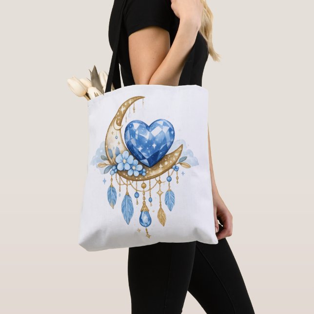 Bolsa de mano Boho Celestial Moon & Crystal Heart  (Detalle)