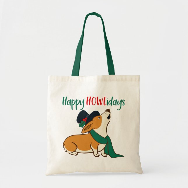 Bolsa de mano cantando Corgi de Navidad (Frente)