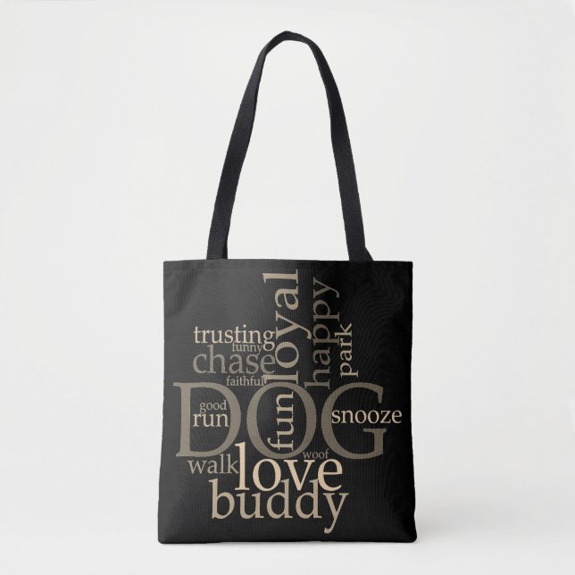Bolsa de mano con arte de palabras de perro (Anverso)