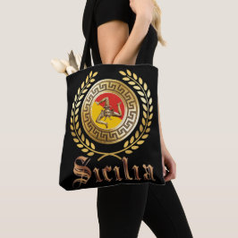 Bolsa de mano con bandera y emblema de Sicilia reg