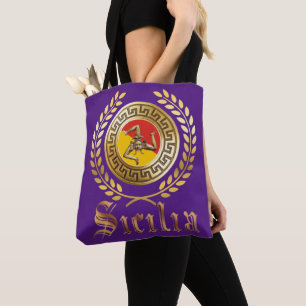 Bolsa de mano con bandera y emblema de Sicilia reg