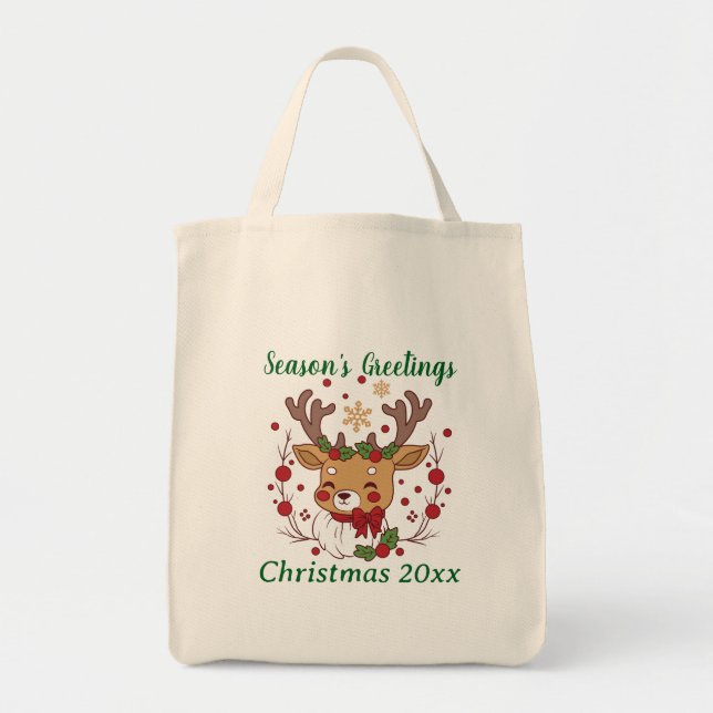 Bolsa de mano con ciervos marrones lindos sobre fo (Frente)