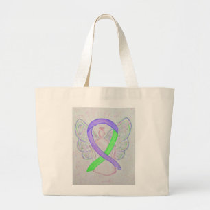 Bolsa de mano con cinta de concienciación púrpura