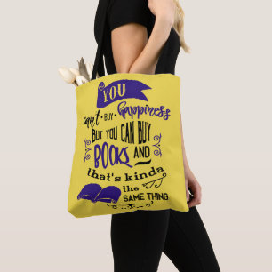 Bolsa de mano con cita Comprar libros da Felicidad