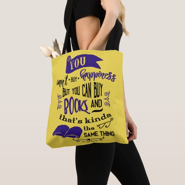 Bolsa de mano con cita Comprar libros da Felicidad (Detalle)