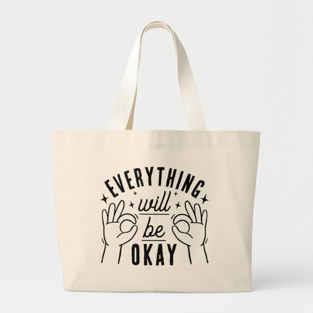 Bolsa de mano con cita de positividad Todo estará  (Frente)