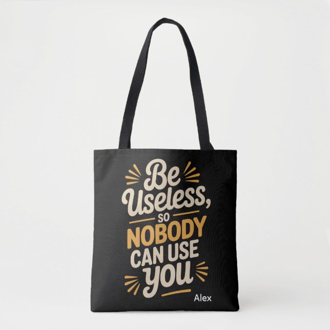Bolsa de mano con cita divertida retro inútil (Anverso)
