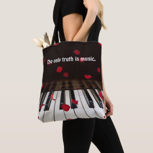Bolsa de mano con cita musical en teclas de piano