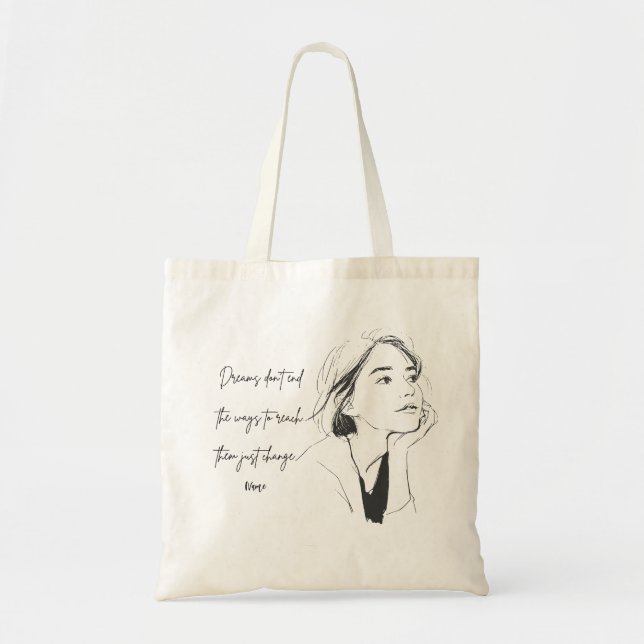 Bolsa de mano con cita Sueños Estéticos (Frente)