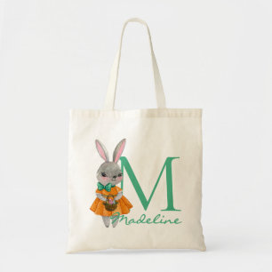 Bolsa de mano con conejito de Pascua y nombre de n