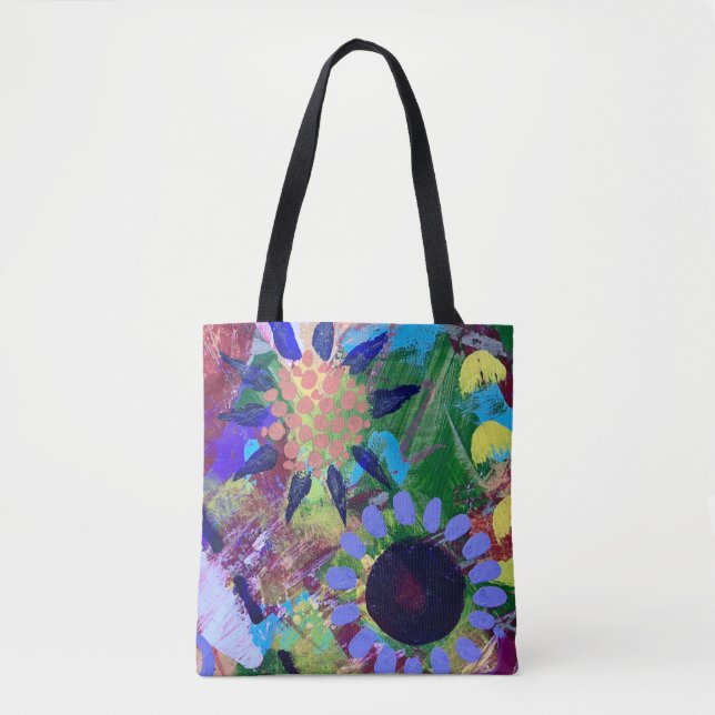 Bolsa de mano con diseño de flores abstractas (Anverso)