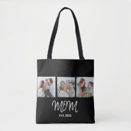 Bolsa de mano con diseño de texto negro y foto 'Ma