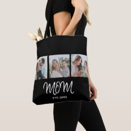 Bolsa de mano con diseño de texto negro y foto 'Ma