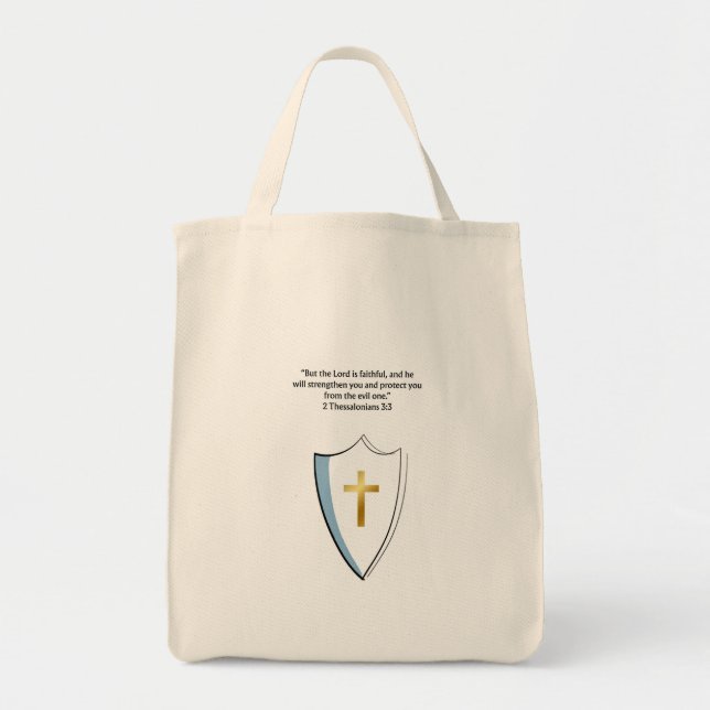 Bolsa de mano con estampado de 2 Tesalonicenses 3: (Frente)