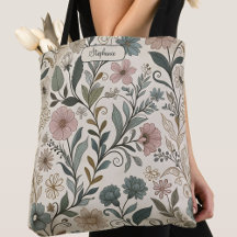 Bolsa de mano con estampado floral nostálgico pers
