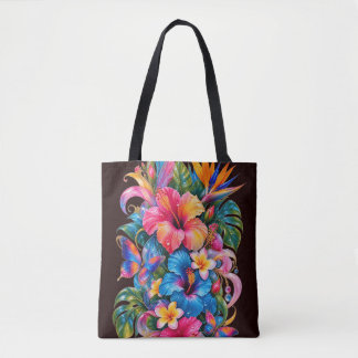 Bolsa de mano con estampado floral tropical de hib