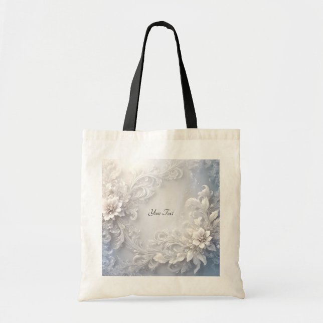 Bolsa de mano con flores blancas floreadas (Frente)