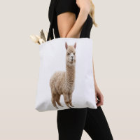 Bolsa de mano con foto de alpaca esponjosa realist