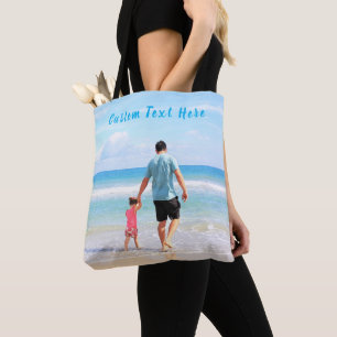 Bolsa de mano con foto personalizada con texto per