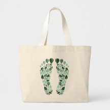 Bolsa de mano con huella de hoja verde ecológica