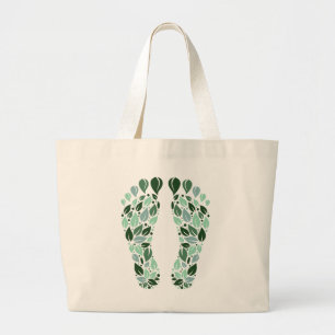 Bolsa de mano con huella de hoja verde ecológica
