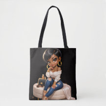 Bolsa de mano con ilustración chic de mujer negra