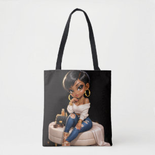 Bolsa de mano con ilustración chic de mujer negra