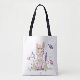 Bolsa de mano con ilustración de gato de Pascua li