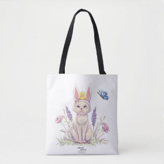 Bolsa de mano con ilustración de gato de Pascua li