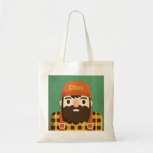 Bolsa de mano con leñador barbudo lindo en cuadros