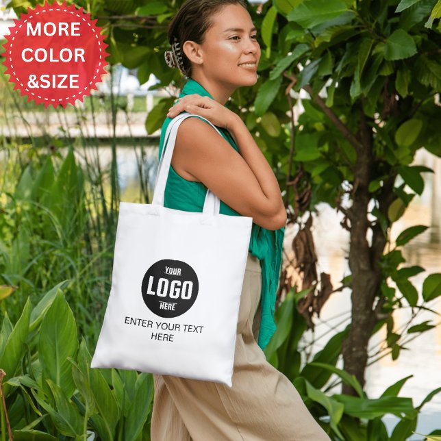 Bolsa de mano con logotipo y texto personalizados  (Custom Logo & Text Tote Bag | Personalized Business Tote)