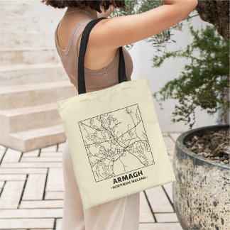Bolsa de mano con mapa de la ciudad de Armagh, Irl