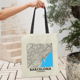 Bolsa de mano con mapa de la ciudad de Barcelona, 