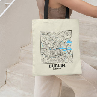Bolsa de mano con mapa de la ciudad de Dublín, Irl
