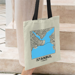 Bolsa de mano con mapa de la ciudad de Estambul, T