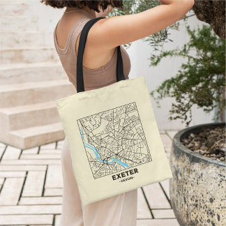 Bolsa de mano con mapa de la ciudad de Exeter, Dev