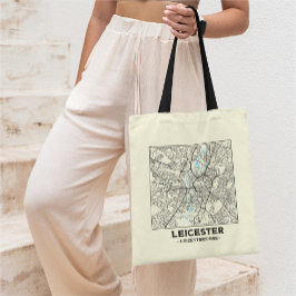 Bolsa de mano con mapa de la ciudad de Leicester,