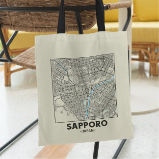 Bolsa de mano con mapa de la ciudad de Sapporo, Ja