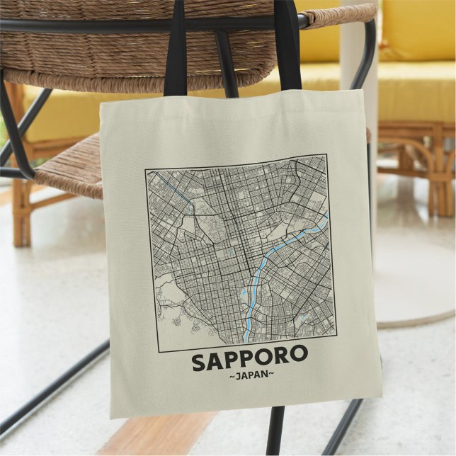 Bolsa de mano con mapa de la ciudad de Sapporo, Ja (Subido por el creador)