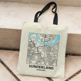 Bolsa de mano con mapa de la ciudad de Sunderland,
