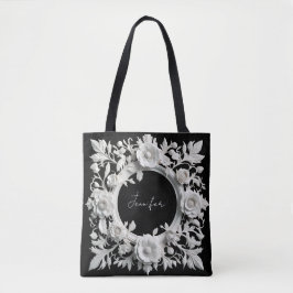 bolsa de mano con marco de flores de papel persona