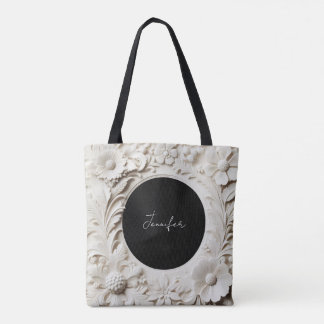 bolsa de mano con marco de flores de papel persona